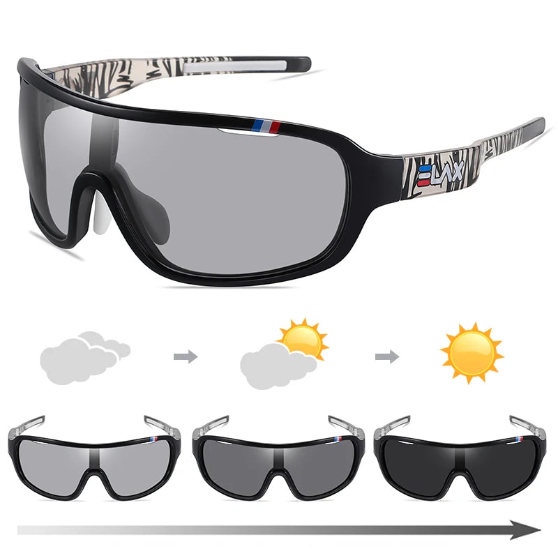 ELAX BRAND Polarized Photochromic UV400 Outdoor Road Cycling Eyewear Sports Cycling Sunglasses Men Women Bike Bicycle Glasses