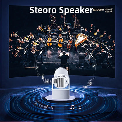 HY300 Pro KTV Android 1280*720P Video Projector, 160 ANSI Lumens 1.09:1 Throe Ratio Home Theater Karaoke BT Speakers Projector