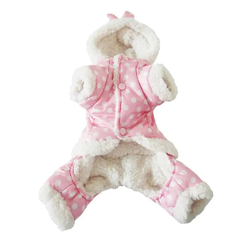 Dot Pattern Pet Dog Clothes Winter Warm Dog Windproof Coat Thickness Pet Clothing Costume Jumpsuit Hoodies Jacket Pet Supplies