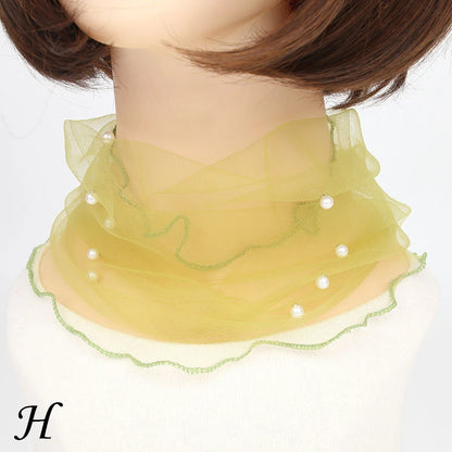Spring Summer Chiffon Neck Collar Scarf Women Head Thin Sunscreen Variety Small Silk Anti-UV Scarf Mask Multi-Function Scarf