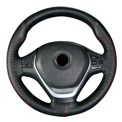 Steering Wheel Cover Non-slip Breathable Cover On Wrap Cowhide Leather Handmade Universal Accessories  With Needle/Thread Kit
