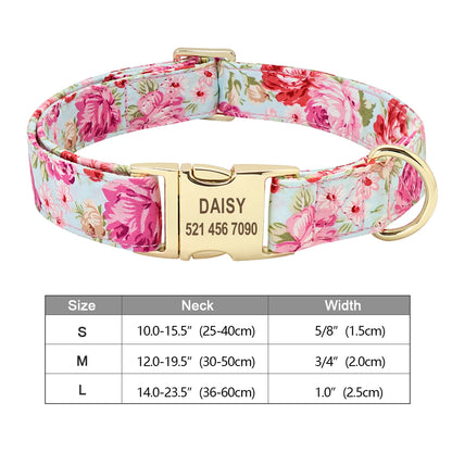 Personalized Dog Accessories Collar Nylon Printed Pet Puppy Collar Dog ID Collars Free Engraved ID for Small Medium Large Dogs