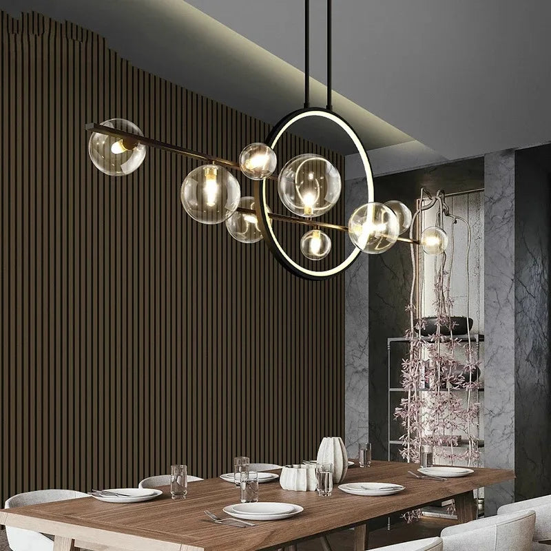 Modern Restaurant Glass Magic Bean Chandelier Nordic Bedroom bar New Aluminum Lamp