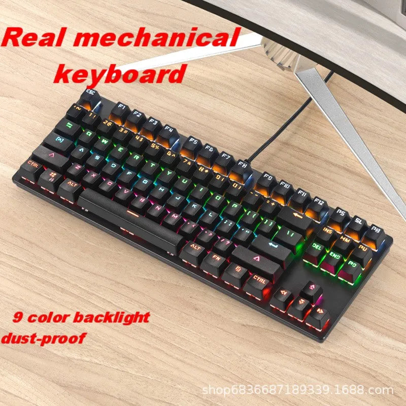 Gaming Mechanical Keyboard Game Anti-ghosting  RGB Mix Backlit Blue Switch 87key teclado mecanico For Game Laptop PC