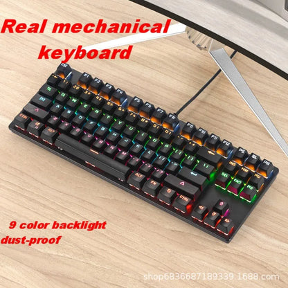 Gaming Mechanical Keyboard Game Anti-ghosting  RGB Mix Backlit Blue Switch 87key teclado mecanico For Game Laptop PC