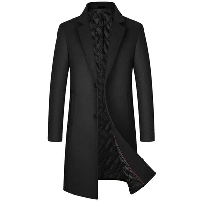 2025 Winter Wool Coat Men Fashion Long Wool Blends England Style Business Casual Trench Coat Men Solid Thick Wool Coats Jackets