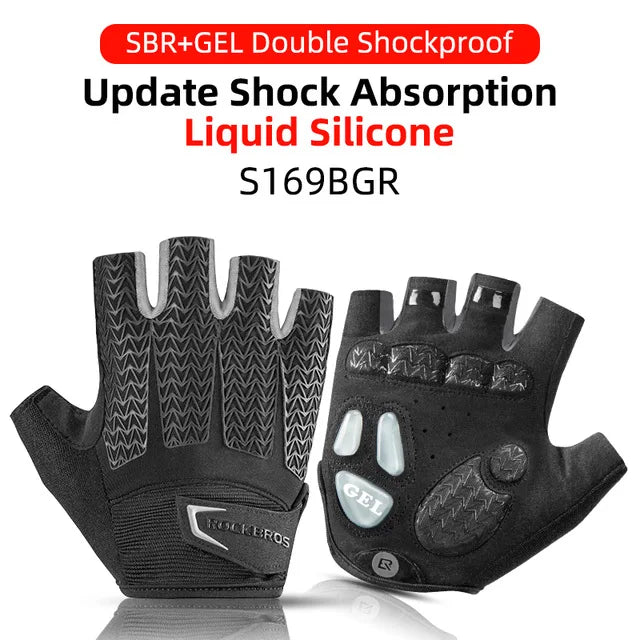 ROCKBROS Cycling Gloves Breathable Shockproof Bike Gloves Summer Half Finger Gloves MTB Mountain Bicycle Gloves Sports Gloves