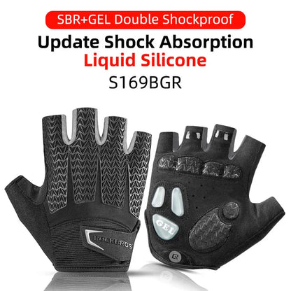 ROCKBROS Cycling Gloves Breathable Shockproof Bike Gloves Summer Half Finger Gloves MTB Mountain Bicycle Gloves Sports Gloves