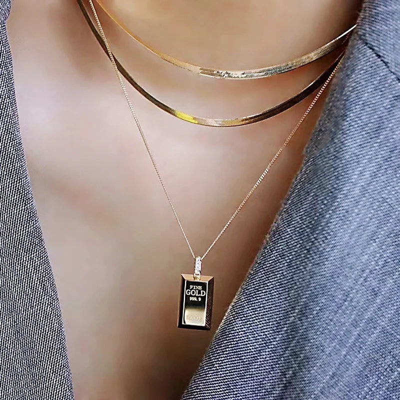 Fine Soild 18K Gold Filled Pendant Charm Wedding Pendants Necklace For Women Bridal Party Choker Jewelry