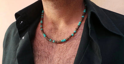 African Necklace Beaded necklace lava stone diffuser necklace Surfer necklace Mens coconut necklace