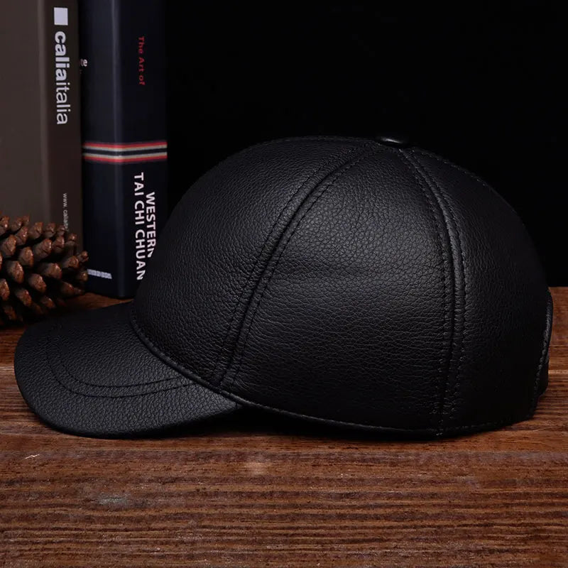 HL130 2021 Men's Genuine Leather Baseball Cap Hat Brand New Style Spring Brand New Style Winter Russian Warm One Fur Caps Hats
