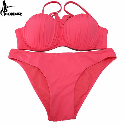 EONAR Swimwear Top Wavy Push Up Bikini Sexy Bikini Set Brazilian Bikinis Women Bathing suit Swimsuit Plus Size Swimwear XXL