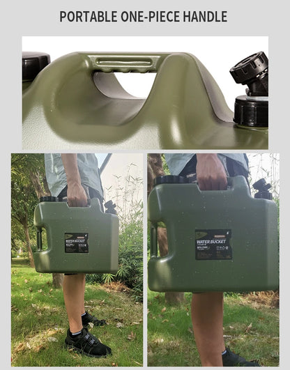 Desert&Fox Water Container with Spigot 10L/18L/25L PE Water Storage Carrier Portable Green Bucket for Camping Hiking Picnic