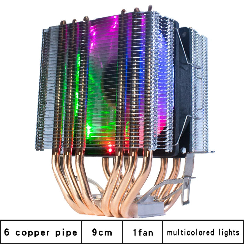 6 Copper Pipe Double Tower ARGB Cpu radiator Cooler 90MM 4Pin Fan 1200 1150 1155 1366 1700 AM3 AM4 X99 2011 PC Heat Sink 2011-V3