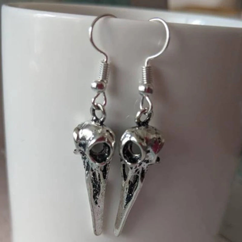 Bird Skull Earrings, Gothic Jewelry, Gifts for Her, for Him, Goth Earrings, Punk Earrings, Bird Earrings
