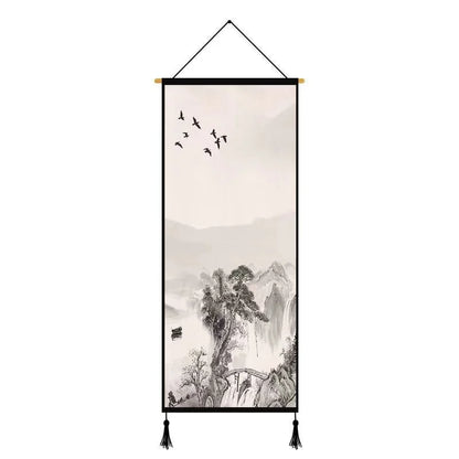 Chinese Landscape Decorative Painting Living Room Tapestry Wall Art Home Decor Canvas Poster Background Scroll Wall Paintings