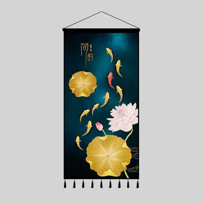 Tapestry decoration painting living room entrance porch new Chinese background cloth wall decoration hanging cloth wall decor