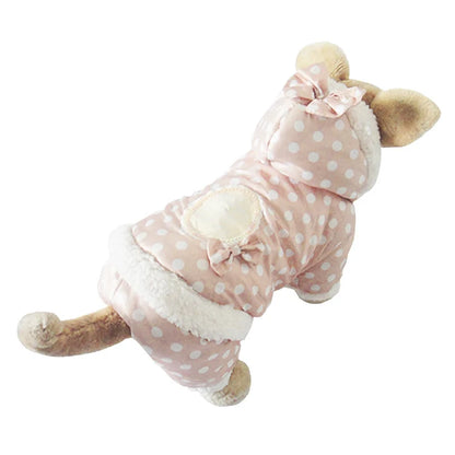 Dot Pattern Pet Dog Clothes Winter Warm Dog Windproof Coat Thickness Pet Clothing Costume Jumpsuit Hoodies Jacket Pet Supplies