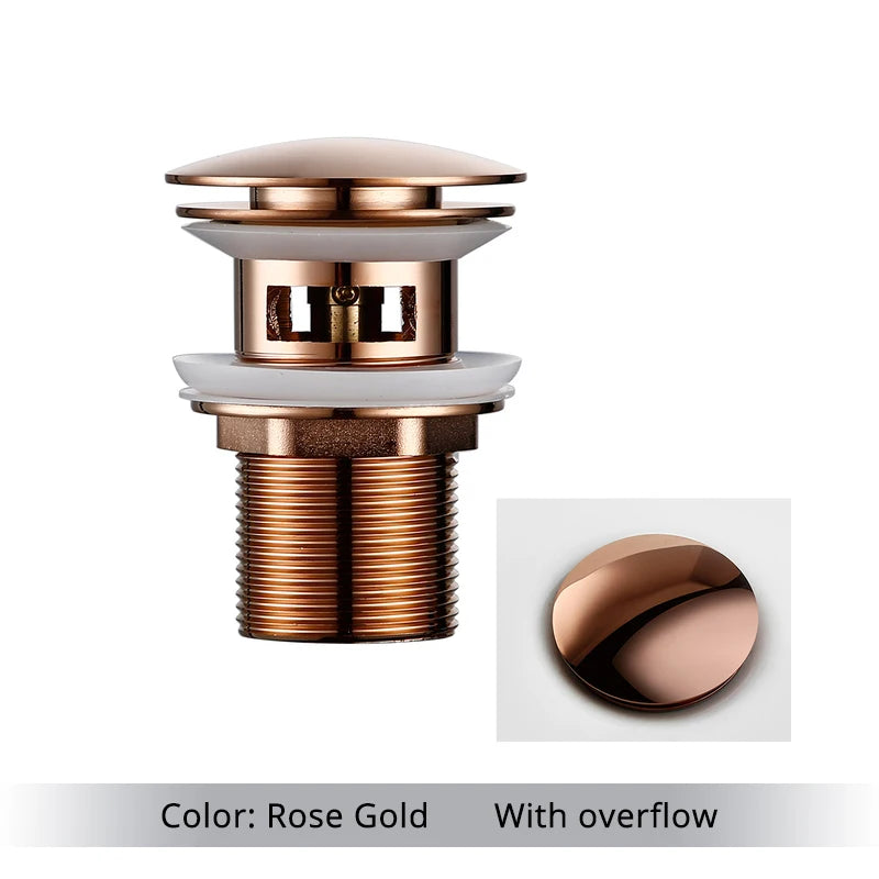 Pop up Drain Button Bathroom Sink Plug Black Gold Rose Siphon Waste Stopper Wash Basin Faucet Accessory for Kitchen Or Bath