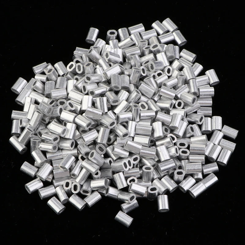 1000Pcs Fishing Double Barrel Aluminium Crimp Sleeves Tube DIY Accessories