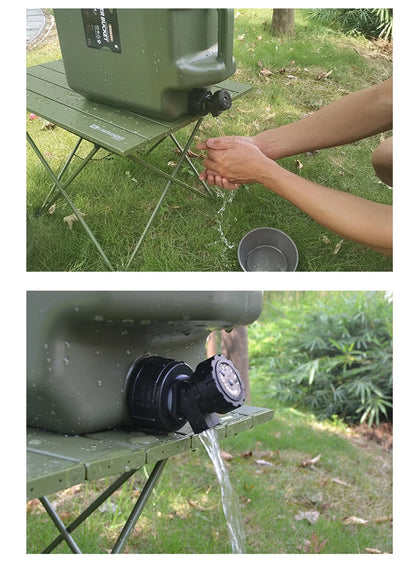 Desert&Fox Water Container with Spigot 10L/18L/25L PE Water Storage Carrier Portable Green Bucket for Camping Hiking Picnic