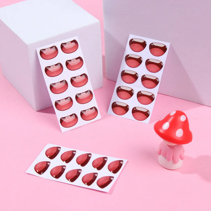 10pcs Cute Cartoon Mouth Stickers DIY Toys Doll Mouth Accessories Glass Crystal Anime Figurine Doll Face Organ Paster Decals