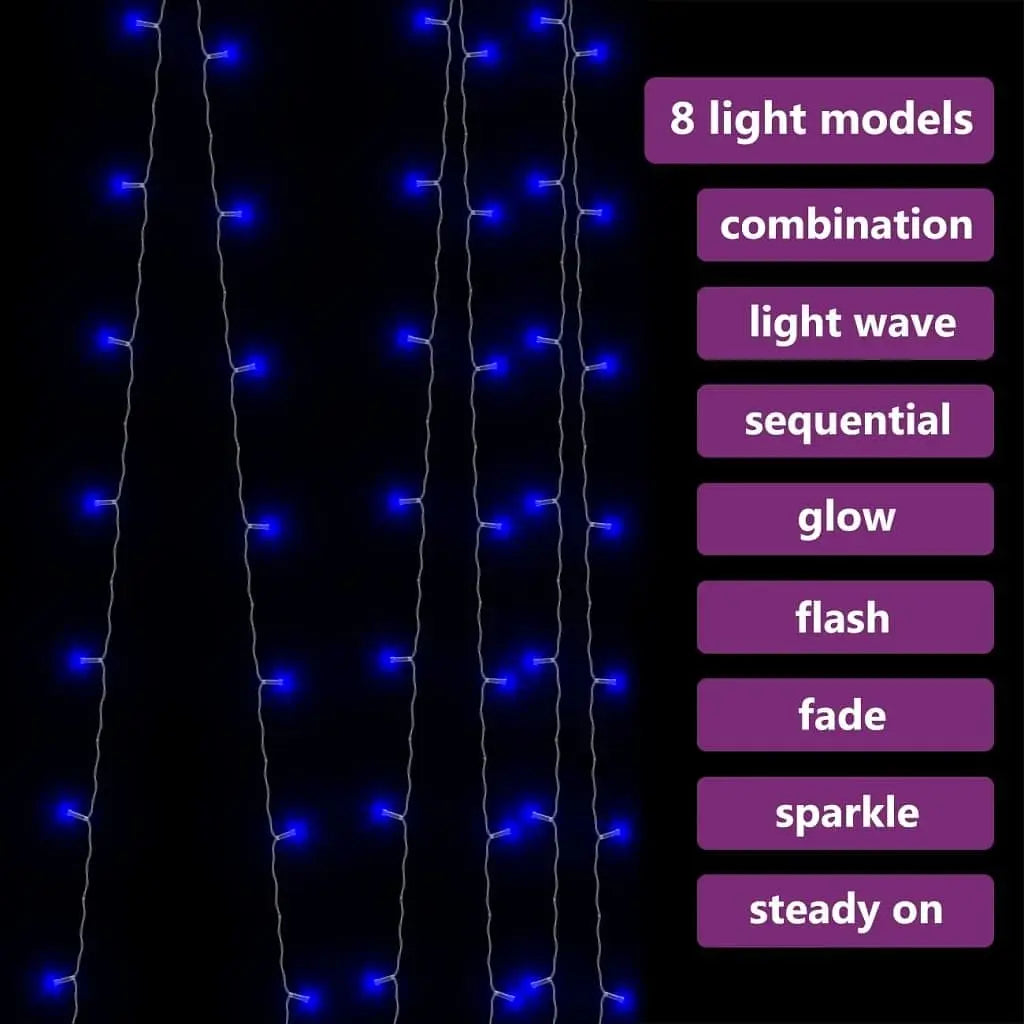 W2B VidaXL LED Curtain Light 1m Warm White Fairy Lights for Partys USB Blue Plastic 9.8x9.8ft Curtain Fairy Light for Christmas