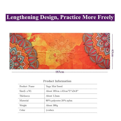 Yoga Mat Microfiber Print Pattern Foldable Portable Fitness Pilates Yoga Towel Soft Anti-slip Indoor Outdoor Sports Mat