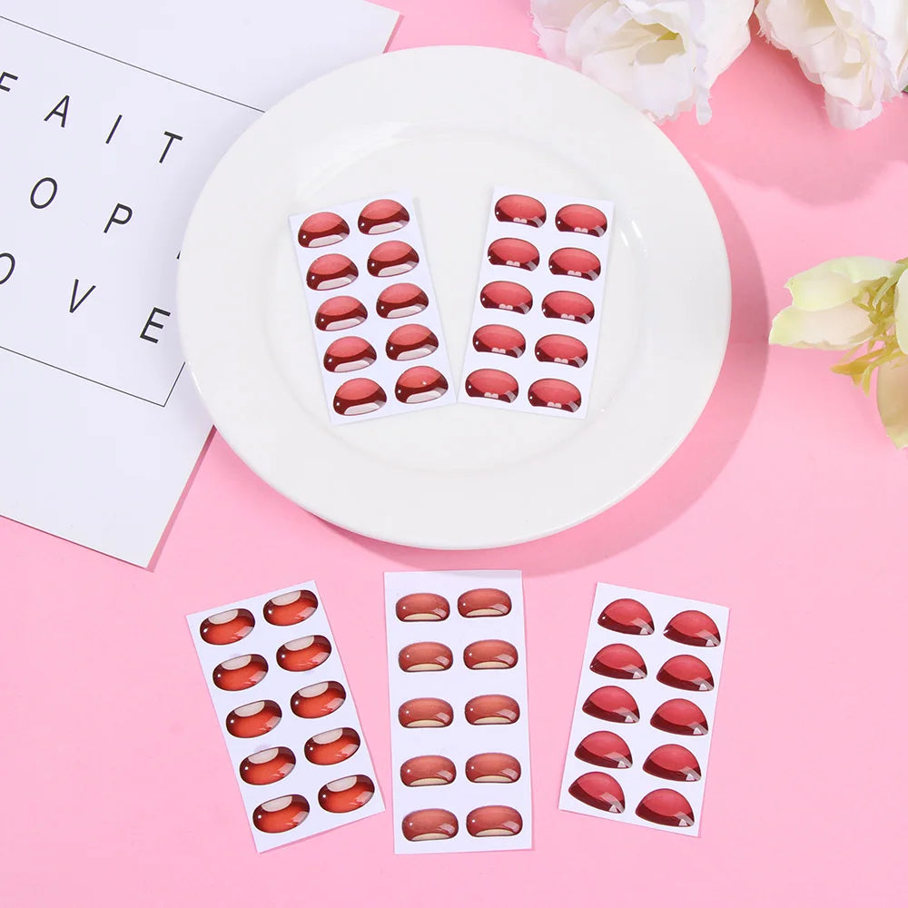 10pcs Cute Cartoon Mouth Stickers DIY Toys Doll Mouth Accessories Glass Crystal Anime Figurine Doll Face Organ Paster Decals