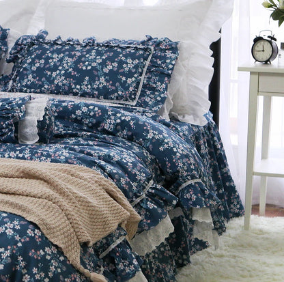 Luxury King Size Bedding Set Romantic Lace Ruffle Duvet Cover Wedding Bed Cover Set Bedroom Set Queen Comforter Bedding Sets
