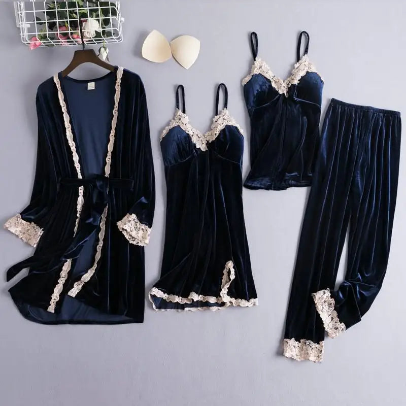 Chinese Style Female Velour Robe Gown Classic Burgundy Sleepwear Nighty Set Lace Patchwork Nightwear Bathrobe Sexy Negligee