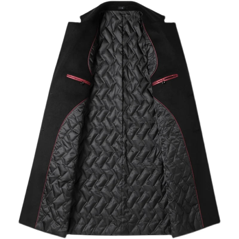2025 Winter Wool Coat Men Fashion Long Wool Blends England Style Business Casual Trench Coat Men Solid Thick Wool Coats Jackets