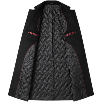 2025 Winter Wool Coat Men Fashion Long Wool Blends England Style Business Casual Trench Coat Men Solid Thick Wool Coats Jackets