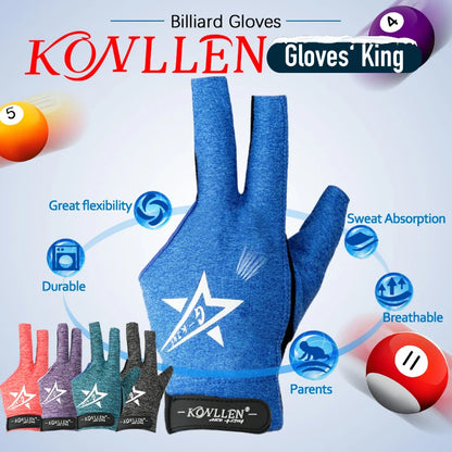 KONLLEN Pool Glove Fingerless Gloves Left Hand Gloves Snooker Gloves Pool Cue Gloves Carom Gloves Durable Billiards Accessories
