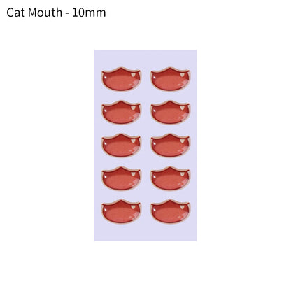 10pcs Cute Cartoon Mouth Stickers DIY Toys Doll Mouth Accessories Glass Crystal Anime Figurine Doll Face Organ Paster Decals