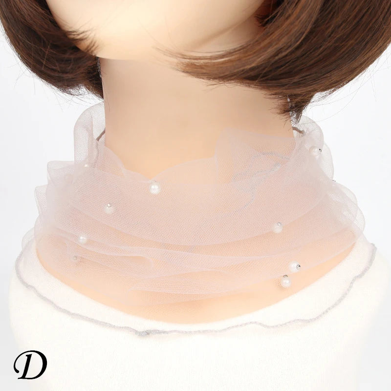 Spring Summer Chiffon Neck Collar Scarf Women Head Thin Sunscreen Variety Small Silk Anti-UV Scarf Mask Multi-Function Scarf