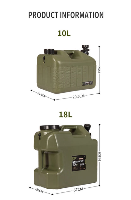 Desert&Fox Water Container with Spigot 10L/18L/25L PE Water Storage Carrier Portable Green Bucket for Camping Hiking Picnic