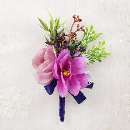 Lovegrace Wedding Rose Flower Boutonniere Rose Red Buttonhole Bridesmaid Wrist Corsage Bracelet Silk Flower Marriage Boutonniere