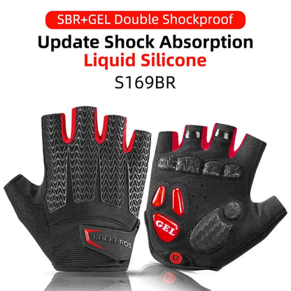 ROCKBROS Cycling Gloves Breathable Shockproof Bike Gloves Summer Half Finger Gloves MTB Mountain Bicycle Gloves Sports Gloves