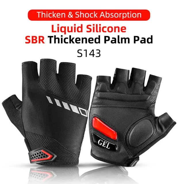 ROCKBROS Cycling Gloves Breathable Shockproof Bike Gloves Summer Half Finger Gloves MTB Mountain Bicycle Gloves Sports Gloves