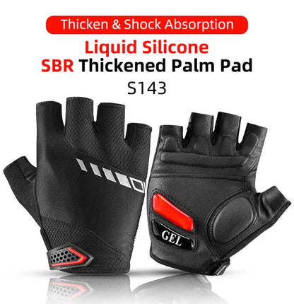 ROCKBROS Cycling Gloves Breathable Shockproof Bike Gloves Summer Half Finger Gloves MTB Mountain Bicycle Gloves Sports Gloves