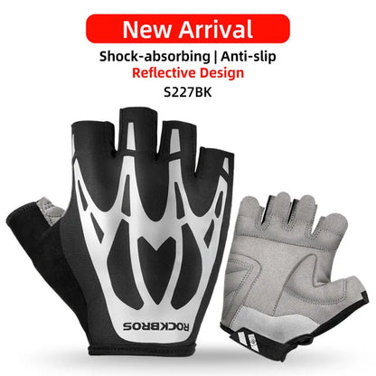 ROCKBROS Cycling Gloves Breathable Shockproof Bike Gloves Summer Half Finger Gloves MTB Mountain Bicycle Gloves Sports Gloves