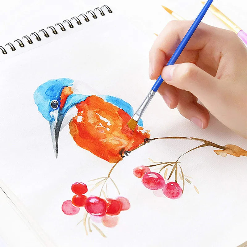 20/30pcs Small Fine Nylon Hair Detail Flat Paint Brush for Drawing Watercolor Brushes Paint Brushes Pen for Art Stationery