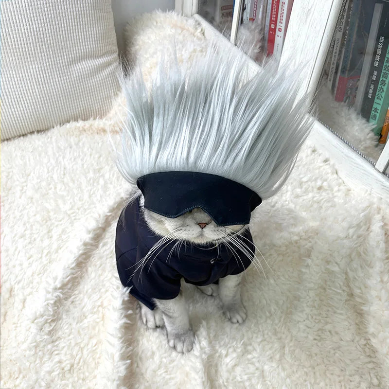 Pet Clothes Anime Gojo Satoru Cosplay Costume Cat Suit Jumpsuit Hat Dog Cosplay Outfits Custom Made