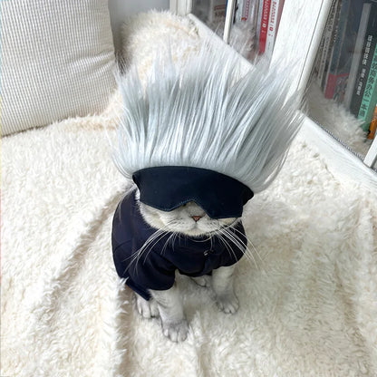 Pet Clothes Anime Gojo Satoru Cosplay Costume Cat Suit Jumpsuit Hat Dog Cosplay Outfits Custom Made