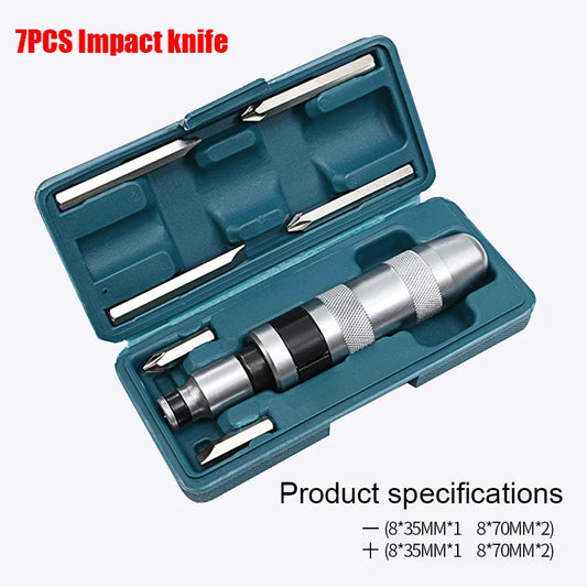 7PCS Impact Screwdriver Set Portable Heavy Duty Shock Screw Driver Chisel Bits Tools Socket Kit With Non-Slip Handle
