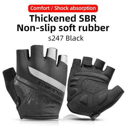ROCKBROS Cycling Gloves Breathable Shockproof Bike Gloves Summer Half Finger Gloves MTB Mountain Bicycle Gloves Sports Gloves