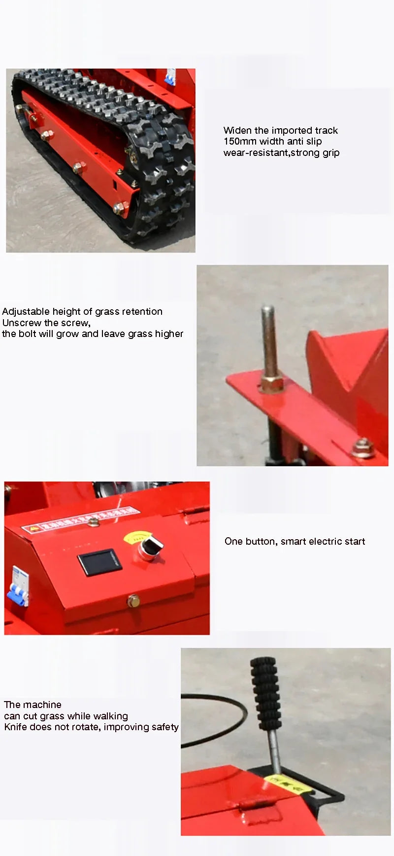 2024 Newest Diesel 16HP Lawn Mower 80cm Width Remote Control 100cm Wide Grass Weeding Machine High Productivity Core Component