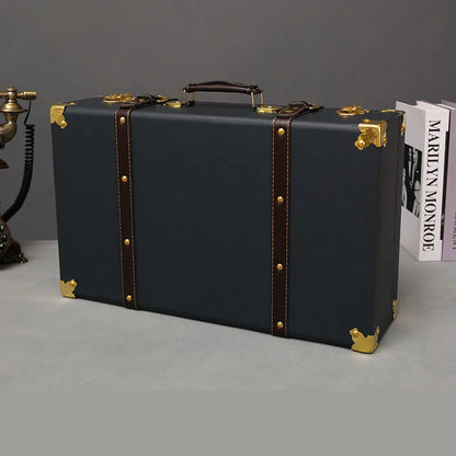 Luxury Vintage Trunk Travel Hand Big Suitcases Leather Luggage Under Bed Clothing Organizer Storage Box Antique Bin Customized