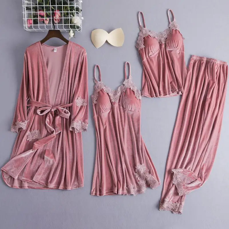 Chinese Style Female Velour Robe Gown Classic Burgundy Sleepwear Nighty Set Lace Patchwork Nightwear Bathrobe Sexy Negligee